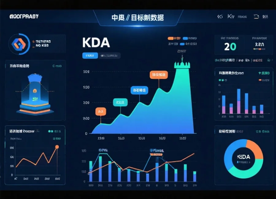 一张电竞比赛数据面板,显示经济曲线、塔推进、KDA、目标控制等统计图表